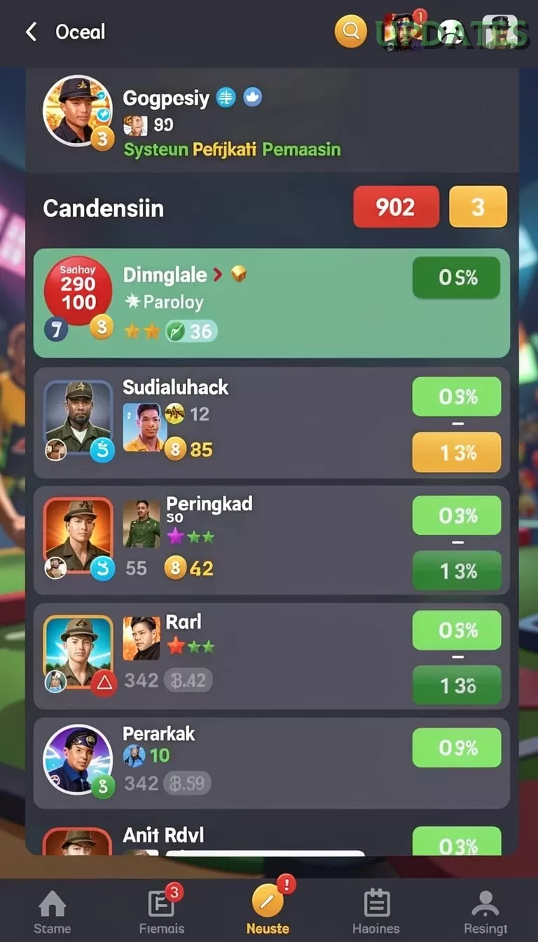 Cuplikan layar menu unduhan updates untuk perangkat Android